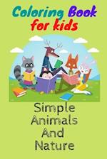 coloring book for kids simple animals and nature