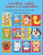 Colorful Large Animals Flashcards for Babies Toddlers English Telugu Dictionary for Kids