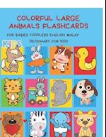 Colorful Large Animals Flashcards for Babies Toddlers English Malay Dictionary for Kids