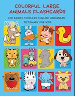 Colorful Large Animals Flashcards for Babies Toddlers English Ukrainian Dictionary for Kids