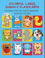 Colorful Large Animals Flashcards for Babies Toddlers English Romanian Dictionary for Kids