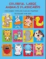 Colorful Large Animals Flashcards for Babies Toddlers English Filipino Dictionary for Kids