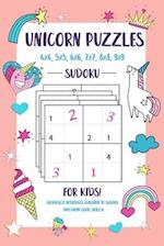 Unicorn Puzzles for Kids: Sudoku 4x4, 5x5, 6x6, 7x7, 8x8, 9x9 Grids From Beginner to Advanced- Gradually Introduce Children to Sudoku and Grow Logic S