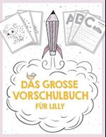 Das große Vorschulbuch für Lilly, ab 5 Jahre, Schwungübungen, Buchstaben und Zahlen schreiben lernen, Malen nach Zahlen und Wortsuchrätsel für Vorschu