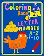 Coloring book letter A-Z Number 1-10