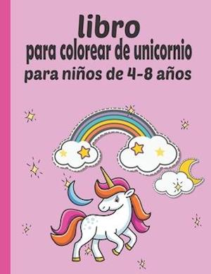 libro para colorear de unicornio para niños de 4-8 años