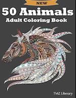 50 Animals Adult Coloring Book