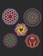 Mandala black background coloring book