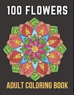 100 Flowers Adult Coloring Book