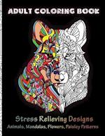 Adult Coloring Book Stress Relieving Mandala Animal Designs