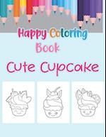 happy coloring book cute cupcake