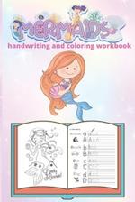 mermaid handwriting and coloring workbook