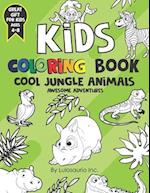 Kids coloring book Cool jungle animals