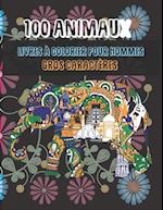 Livres à colorier pour hommes - Gros caractères - 100 animaux