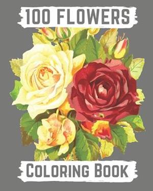 100 flowers coloring book