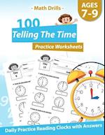Math Drills - 100 Telling The Time Practice Worksheets - Daily Practice Reading Clocks With Answers