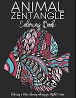 Animal Zentangle Coloring Book: Features 39 patterned animal images. Relaxing & stress relieving coloring for Adults & Kids 