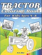 Tractor Coloring Book For Kids Ages 4-8