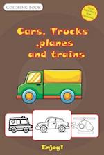 Cars, Trucks, Planes and Trains coloring book