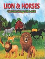 Lion & Horses Coloring Book