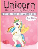 Unicorn handwriting practice Letter tracing workbok for girls