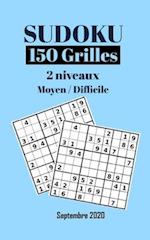 Sudoku 150 Grilles 2 Niveaux - Moyen et Difficile - Septembre 2020