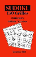 Sudoku 150 Grilles 2 Niveaux - Difficile et Extrême - Septembre 2020