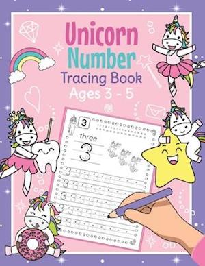 Unicorn Number Tracing Book Ages 3 - 5