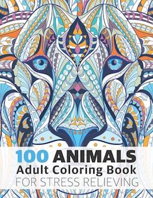 100 Animals Adult Coloring Book for Stress Relieving