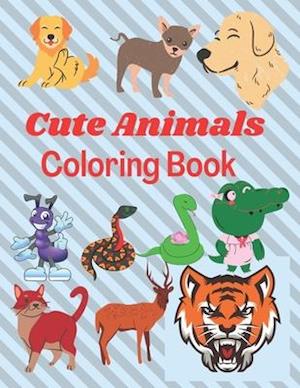 CUTE ANIMALS COLORING BOOK: FOR 4 to 12 years age kids a funny coloring book- mind relaxing for all- anime coloring book