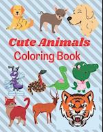 CUTE ANIMALS COLORING BOOK: FOR 4 to 12 years age kids a funny coloring book- mind relaxing for all- anime coloring book 