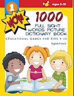 1000 Full Sight Words Picture Dictionary Book English French Educational Games for Kids 5 10