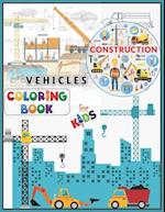 Construction Vehicles Coloring Book For Kids