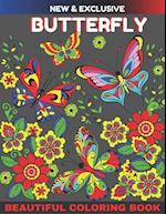 New And Exclusive Beautiful Butterfly Coloring Book: An Adult Coloring Book Wonderful Butterflies : Relaxing, Stress Relieving Designs 