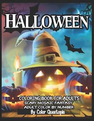Halloween Coloring Book For Adults - Adult Color By Number- Scary Mosaic Fantasy