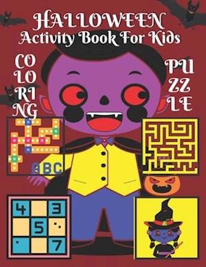 Halloween Activity Book For Kids Coloring Puzzle