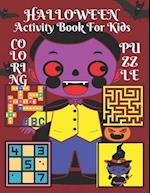 Halloween Activity Book For Kids Coloring Puzzle