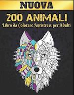 Libro da Colorare Antistress per Adulti 200 Animali