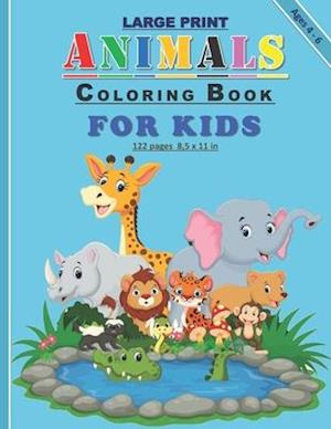 Large Print Animals Coloring Book For Kids