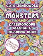Cute Zendoodle Monsters Kaleidoscope Mandala Coloring Book Vol7