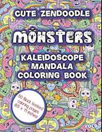 Cute Zendoodle Monsters Kaleidoscope Mandala Coloring Book Vol9
