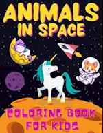 Animals In Space Coloring Book For Kids