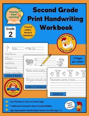 Second Grade Print Handwriting Workbook with Traditional Horizontal Lines and Dotted Midline : Age-Appropriate Handwriting Practice For Kids Age 6-8