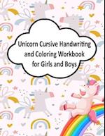 Unicorn Cursive Handwriting and Coloring Workbook for Girls and Boys