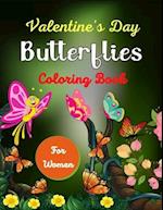 Valentine's Day Butterflies Coloring Book For Women
