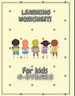 Learning worksheets for kids ages 4-8 years old