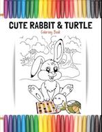 Cute Rabbit and Turtle Coloring Book