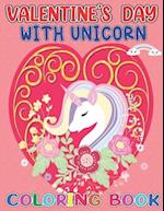 Valentines Day with unicorn coloring book