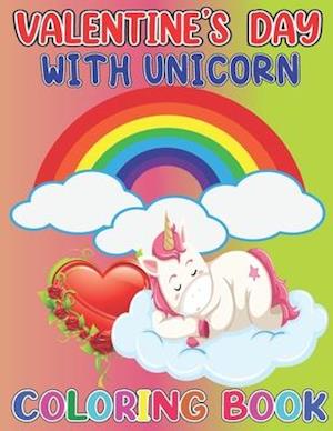 Valentines Day with unicorn coloring book