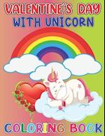 Valentines Day with unicorn coloring book